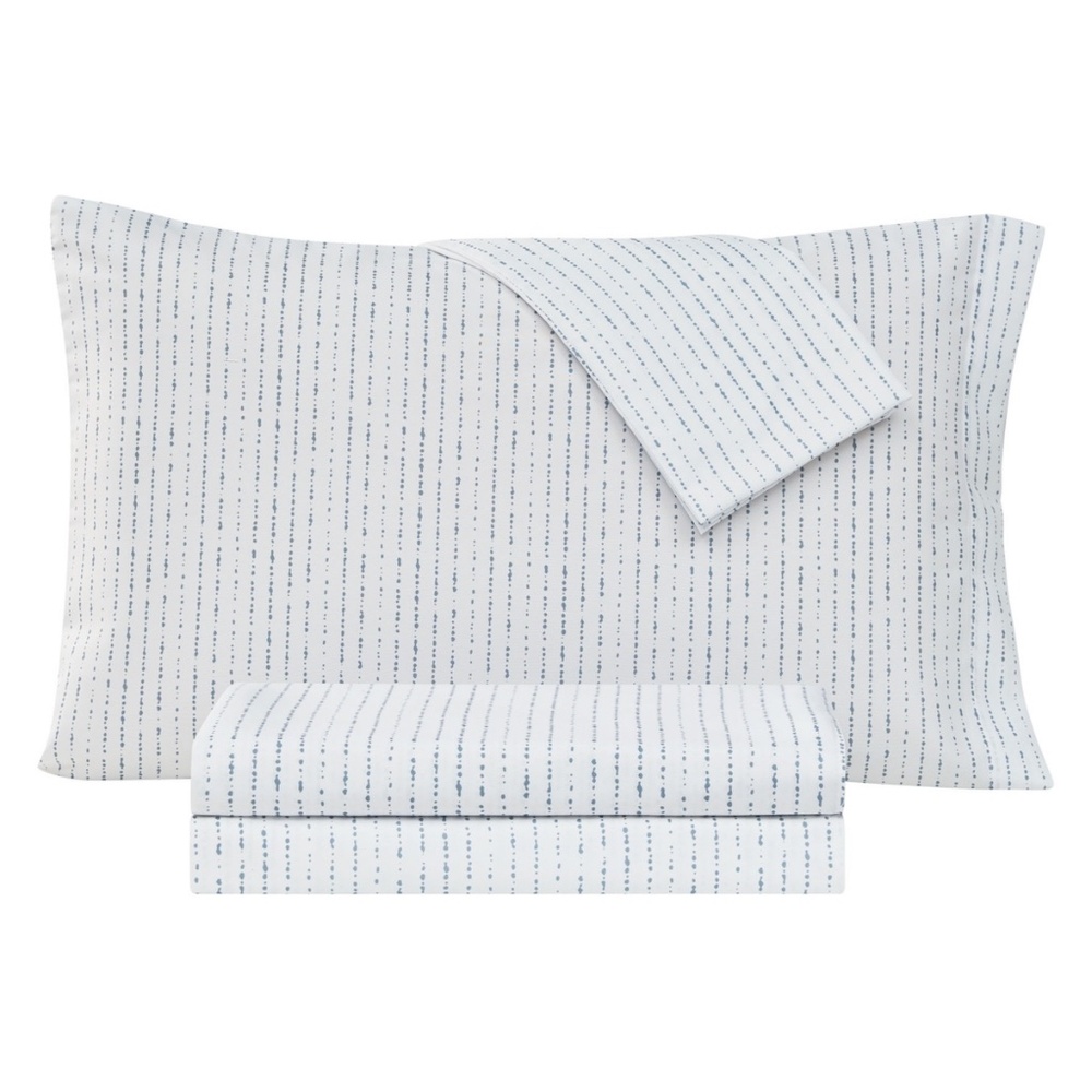 Sanders Coastal Printed Microfiber 4-Pc. Sheet Set, King - White and Blue Shivam